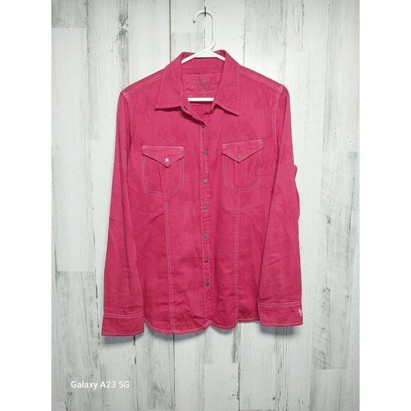 Barn Fly Trading Shirt Women’s Large Red Subtle Print Cowgirl Rodeo - Picture 1 of 8